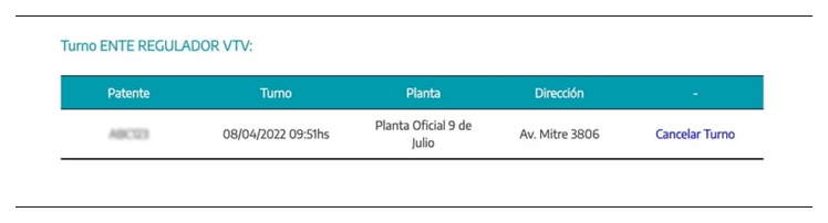 Paso 3 para consultar o cambiar el turno de la VTV en Pergamino